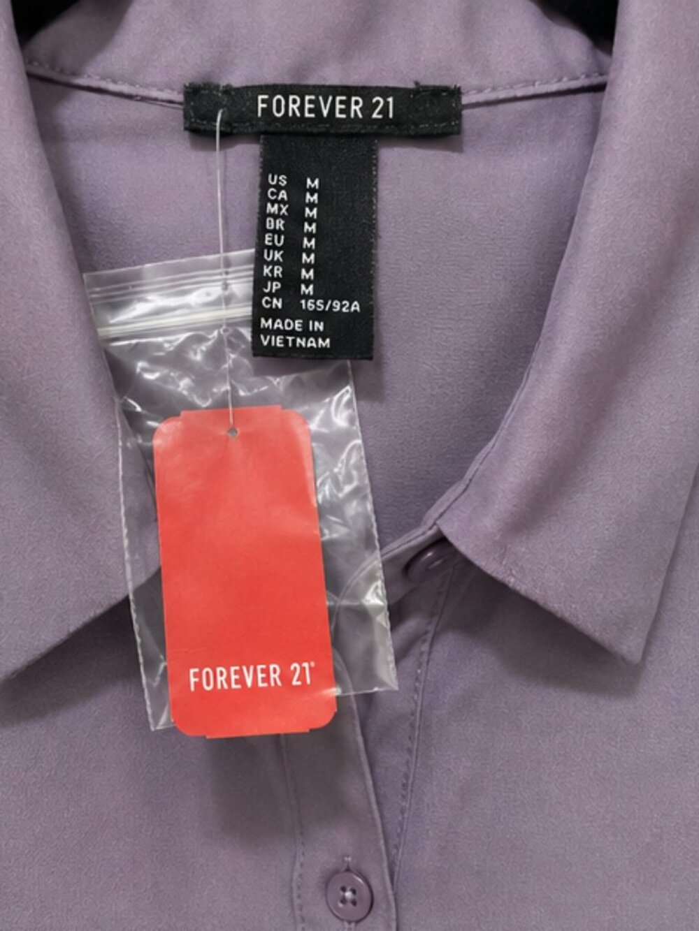 Forever 21 Lavender Purple Satin Button Down Blouse Size Medium NWT - Picture 5 of 6
